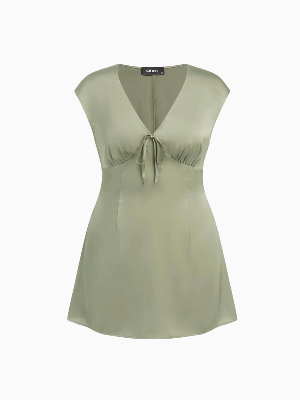 Sage Green Satin Mini Dress – Size S